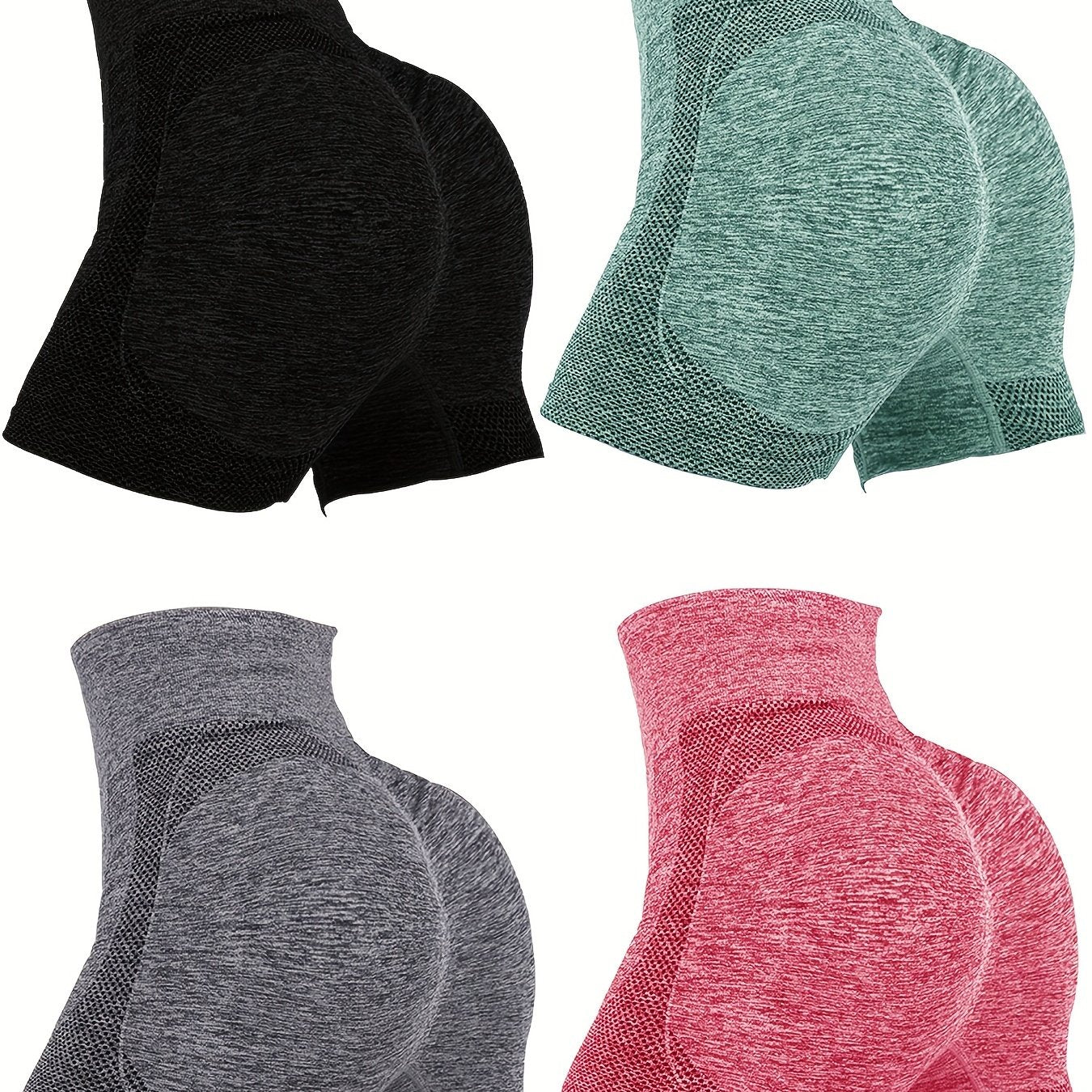 4-Pack High Waist Butt Lifting Workout Shorts for Women