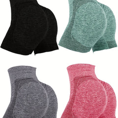 4-Pack High Waist Butt Lifting Workout Shorts for Women