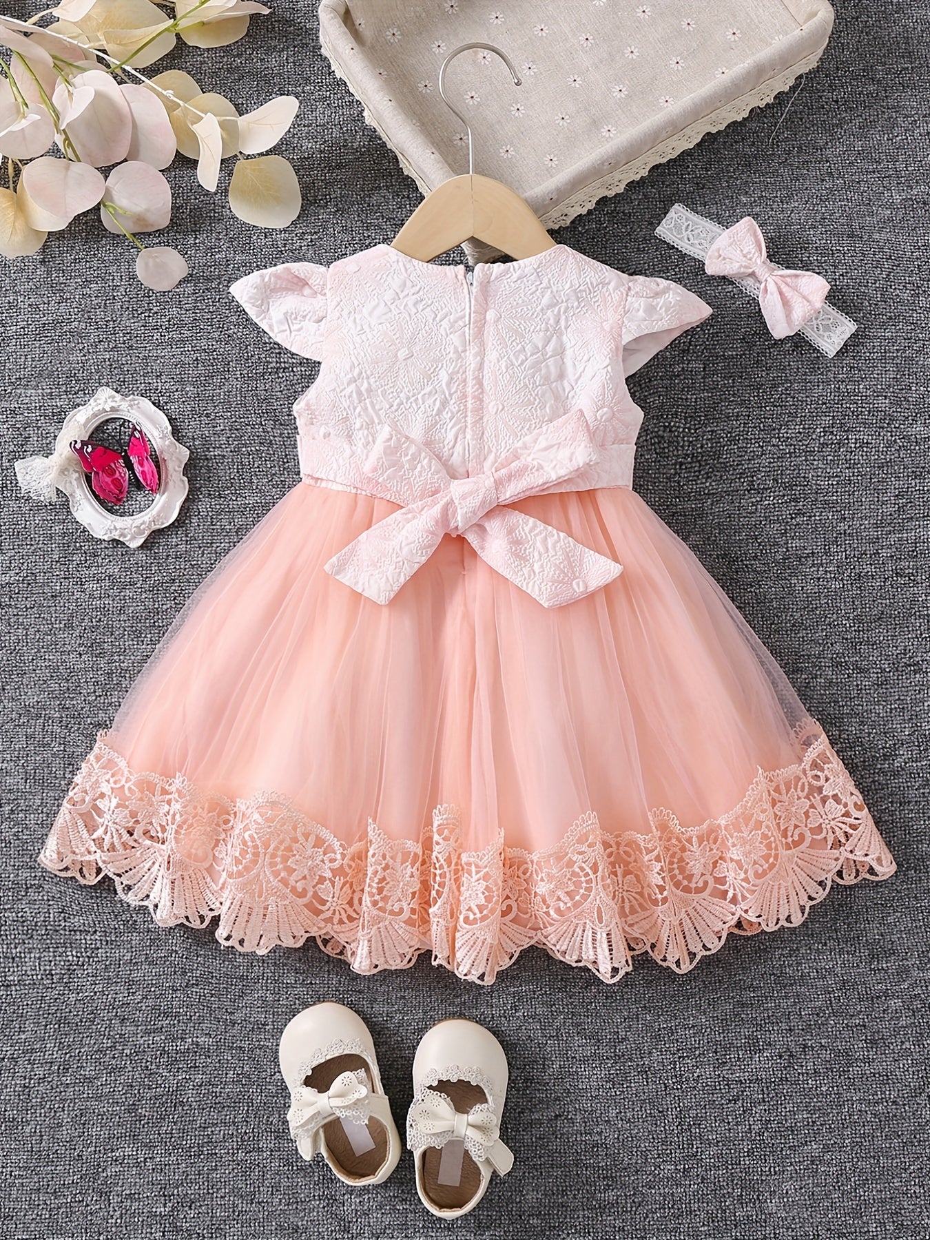 Girls Princess Dress Baby Girls Floral Graphic Mesh Puffy Casual