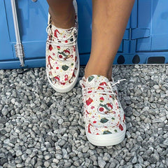 Women's Christmas Snowman Sneakers Anti Slip Lace Up Skate Shoes