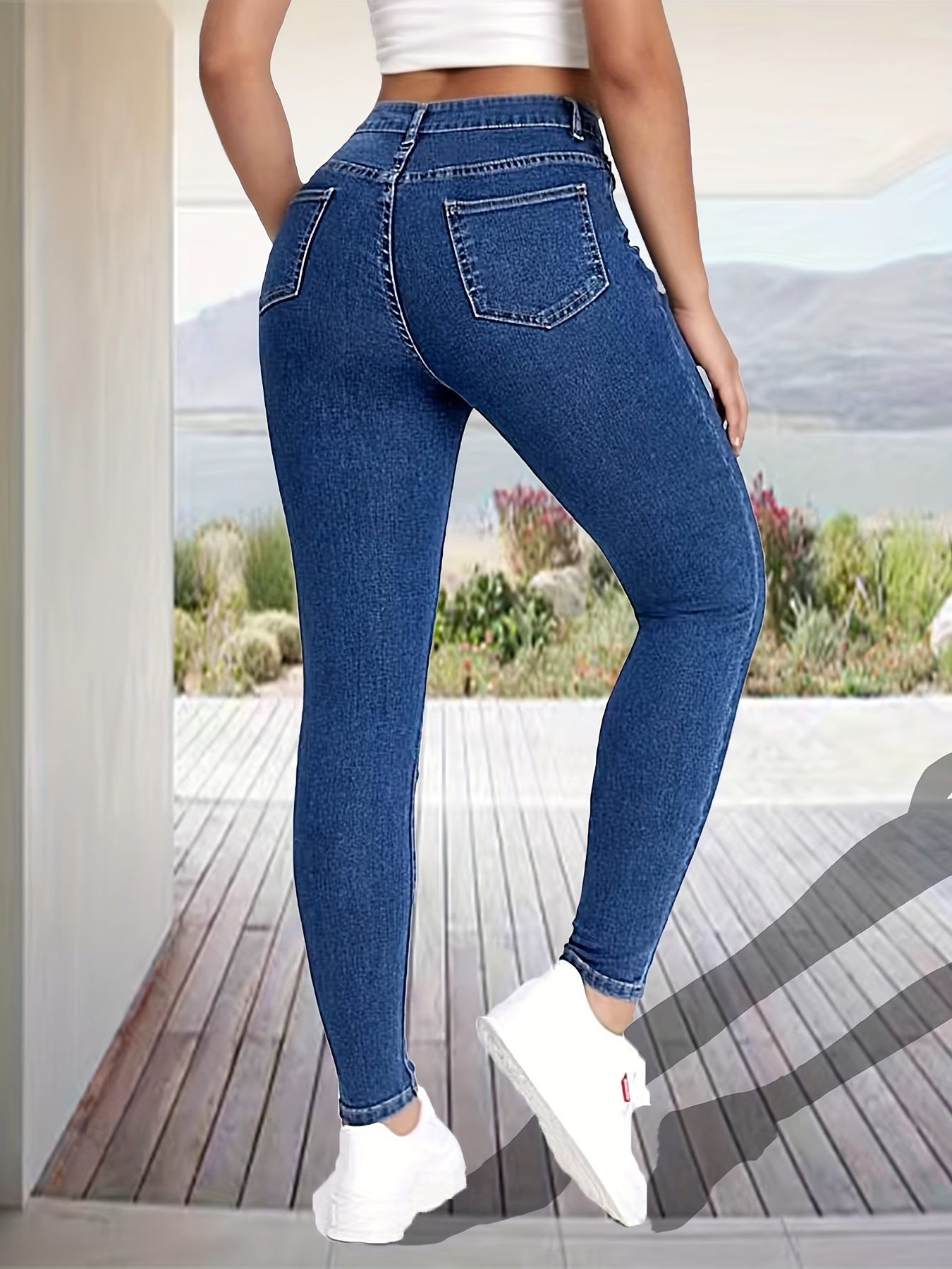 High Waist Ripped Skinny Fit Jeans