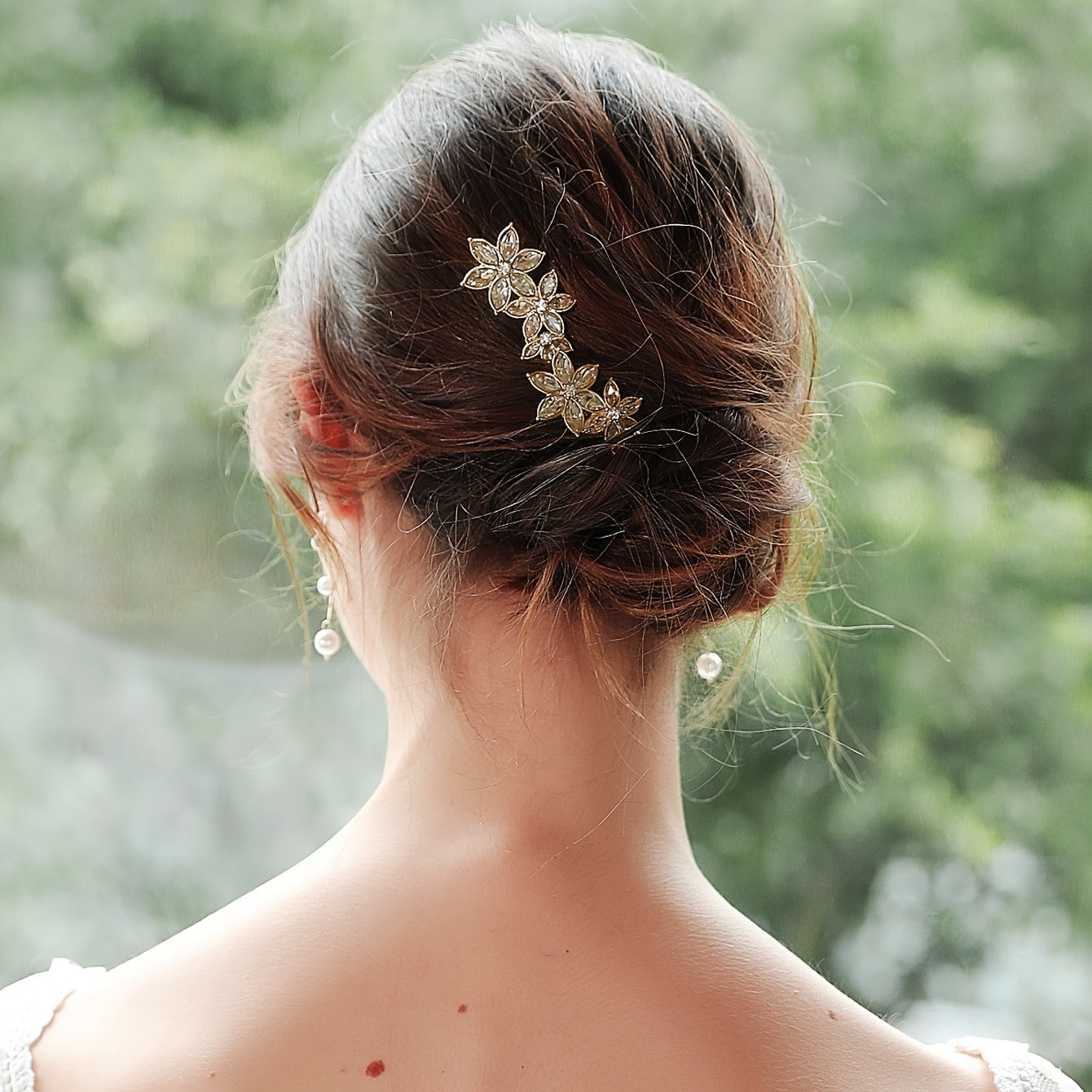 Crystal Flower Hair Pins Bride Wedding Hair Clips