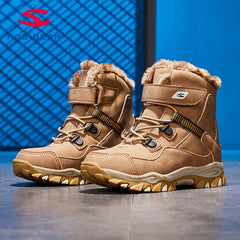 Men's Snow Boots Warm Fleece Ankle Boots Plush Cozy Outdoor Hiking Shoes