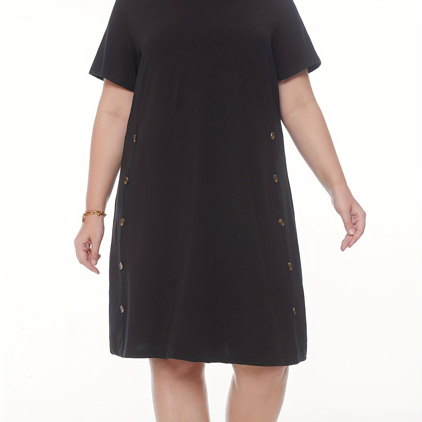 Casual Dress Women's Plus Button Tee Dress