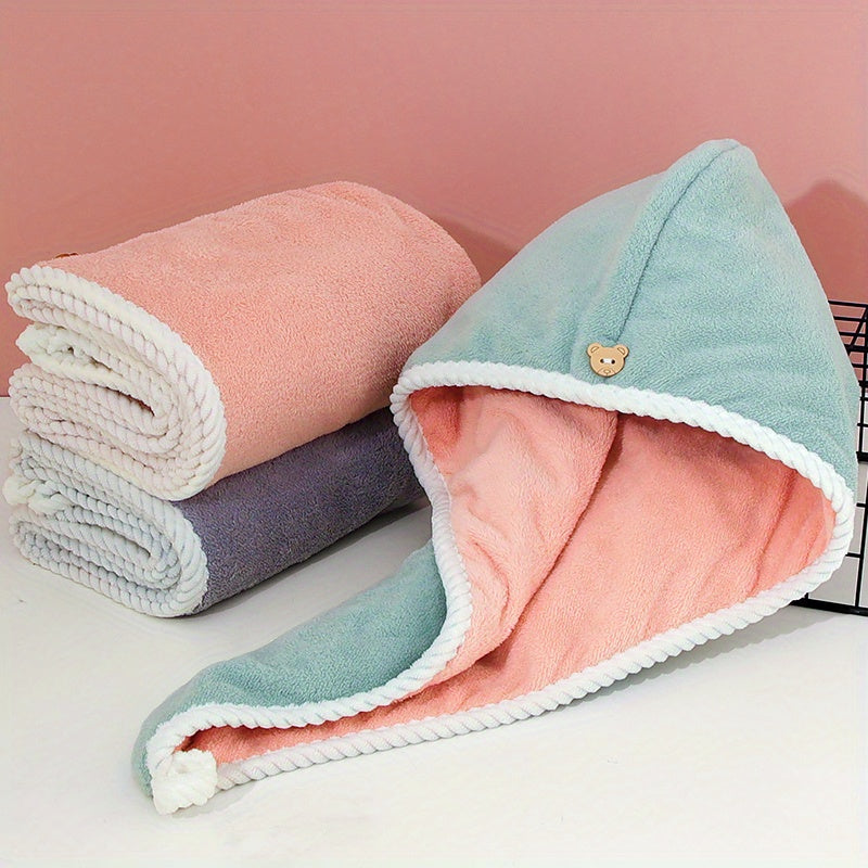 Soft Hair Drying Cap Double Layer Thickened Hair Towel Absorbent Quick Drying
