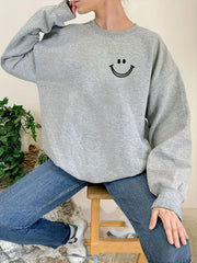 Smile Graphic Long Sleeve Sweatshirt