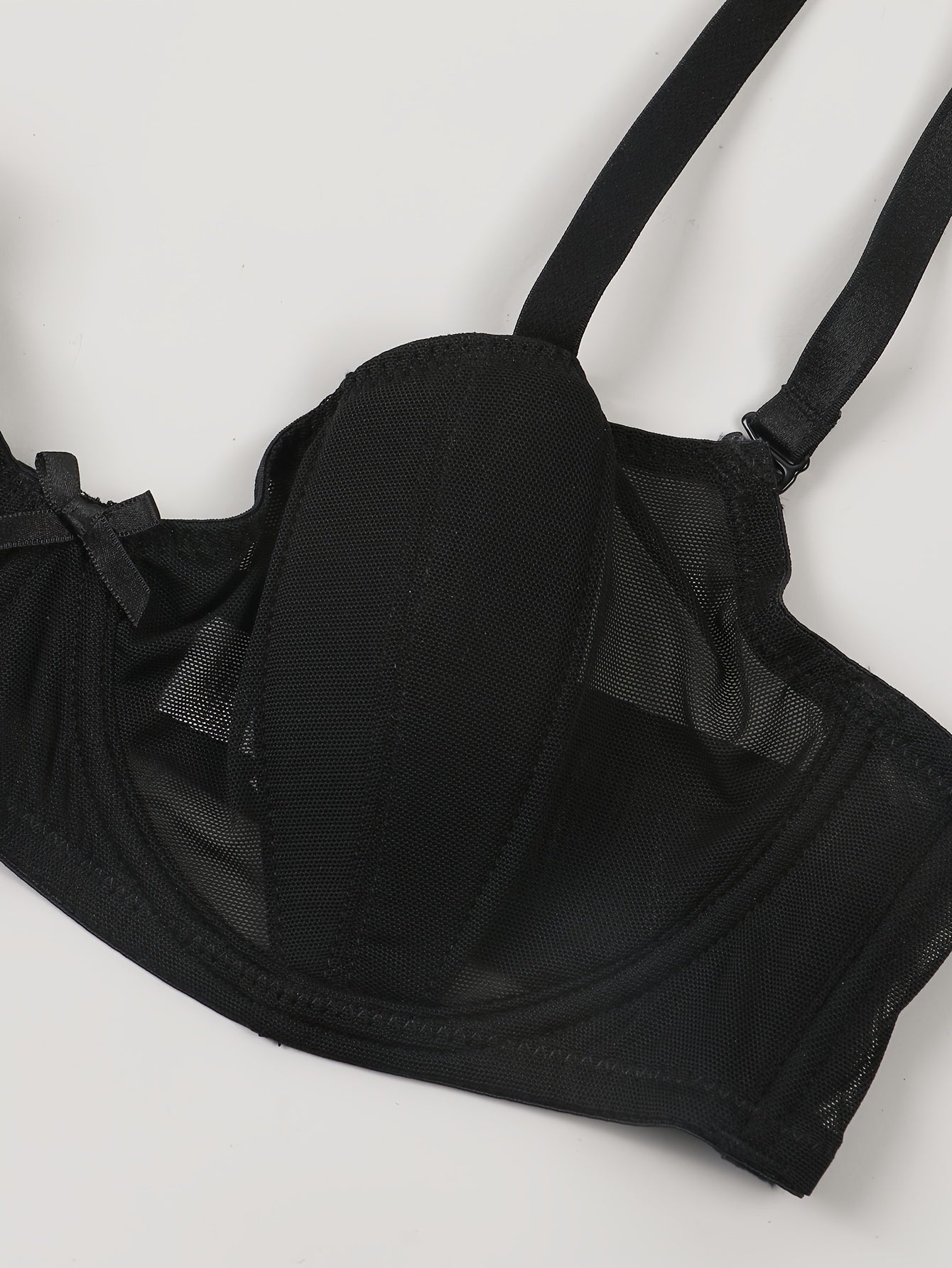Contrast Mesh Push Up Bra Women's Lingerie