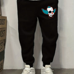 Cartoon Skull Pattern Men's Sweatpants Drawstring Jogger Pants