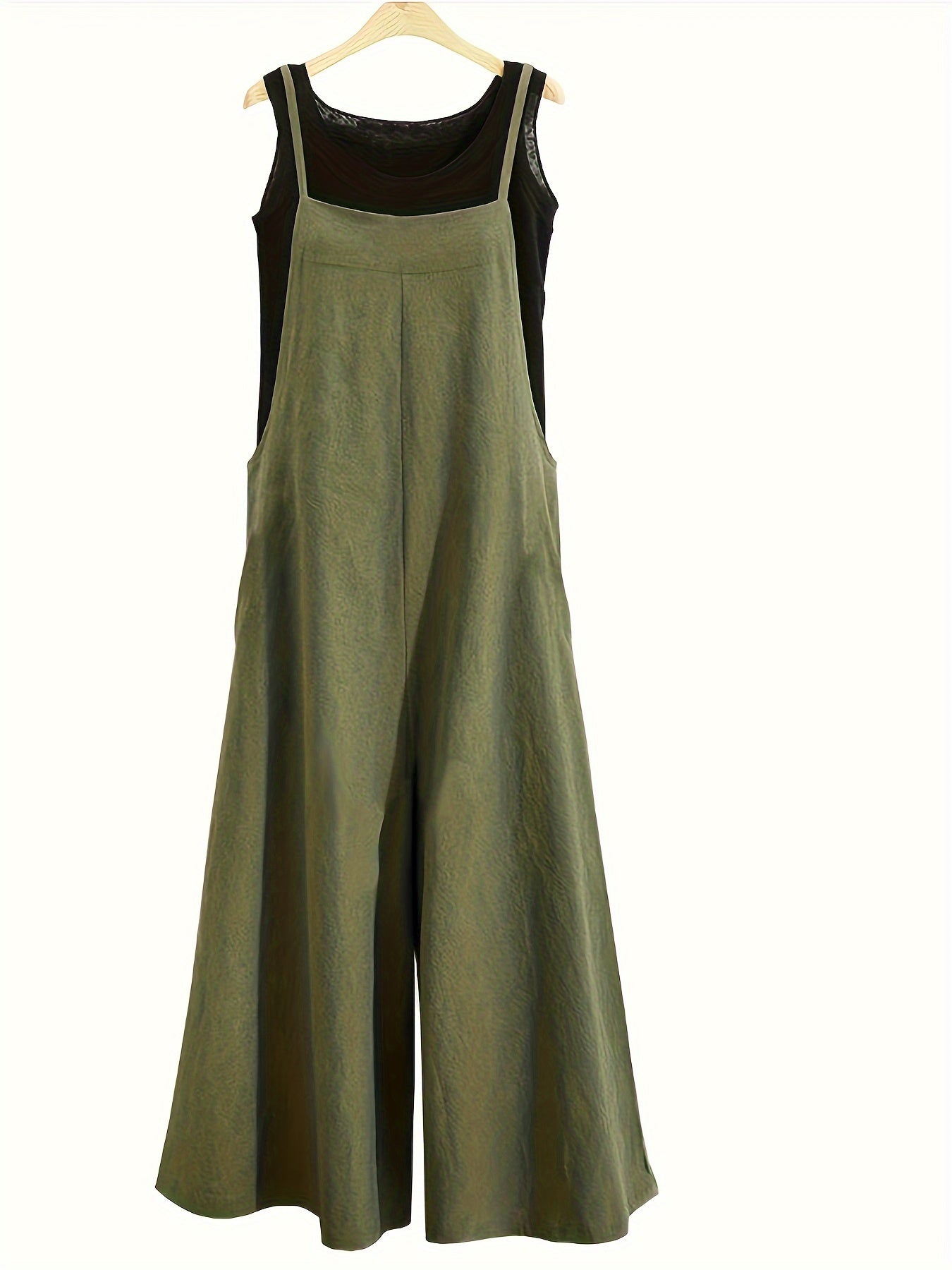 Casual Overalls Women's Plus Solid Loose Wide Leg Cami Jumpsuit