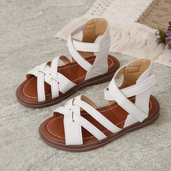 Girls' Solid Open Toe Sandals Lightweight Breathable Beach Summer Shoes