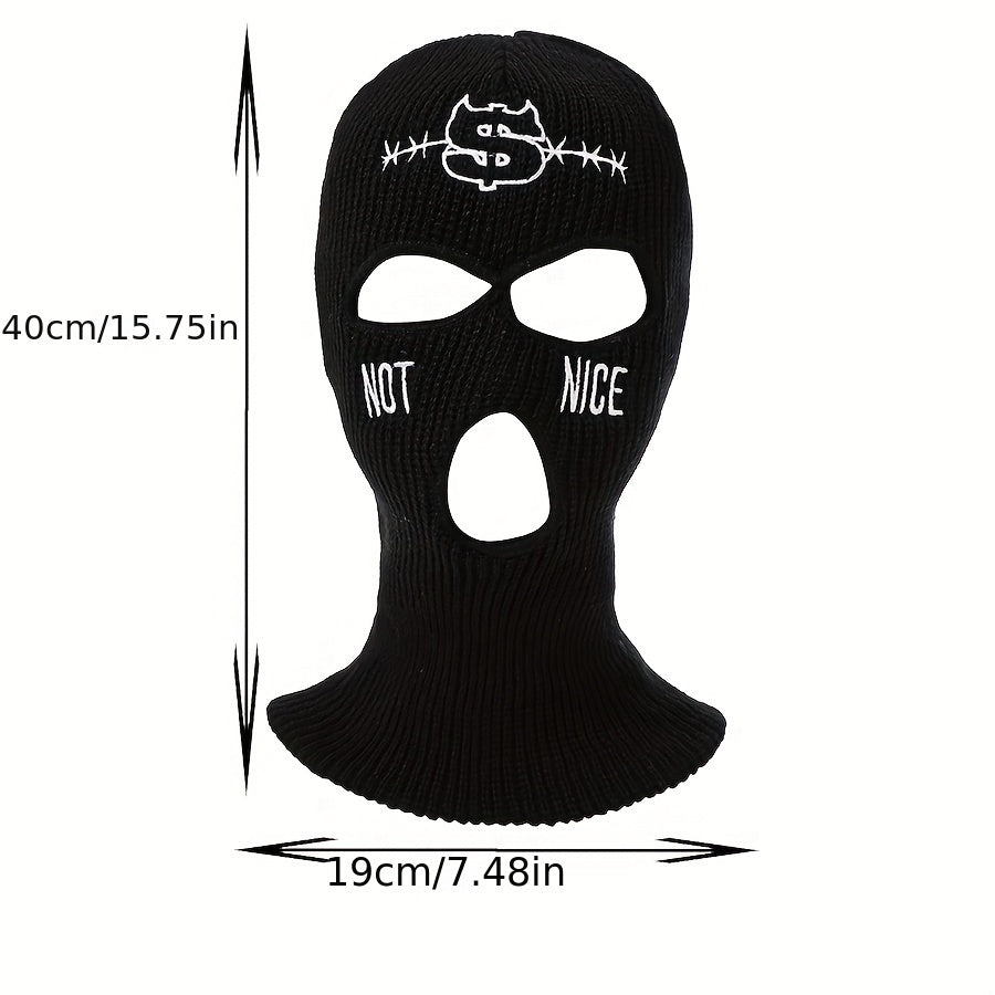 Embroidered Ski Mask Beanie Hip Hop Balaclava Y2K Full Face Cover