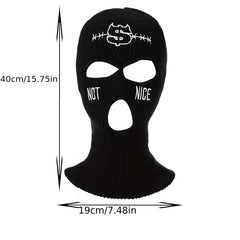 Embroidered Ski Mask Beanie Hip Hop Balaclava Y2K Full Face Cover