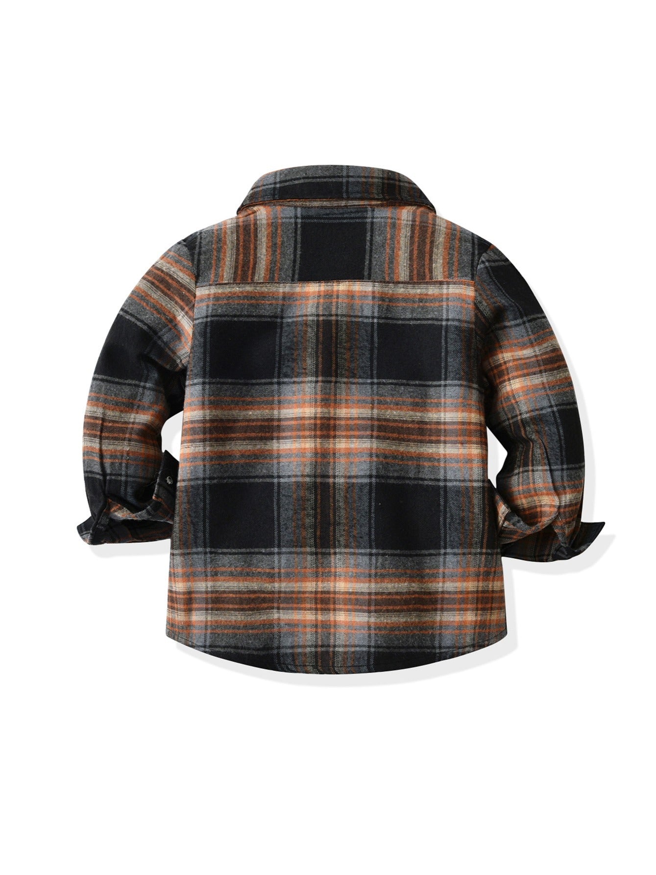 Boys Casual Plaid Shirt Long Sleeve Thermal Top