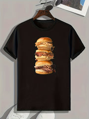 Hamburger Print Men's Graphic T-shirt for Summer