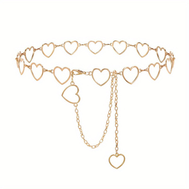 Boho Heart Hollow Waist Chain Tassel Dress Chain Women Adjustable Body Belts