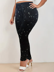 Santa Claus Print High Rise Stretch Leggings