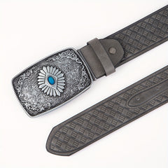 Retro Style High Embossed Big Eye Pattern Buckle Men's Belt