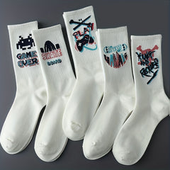 8 Pairs Cartoon Graffiti Socks Women's Stockings & Hosiery