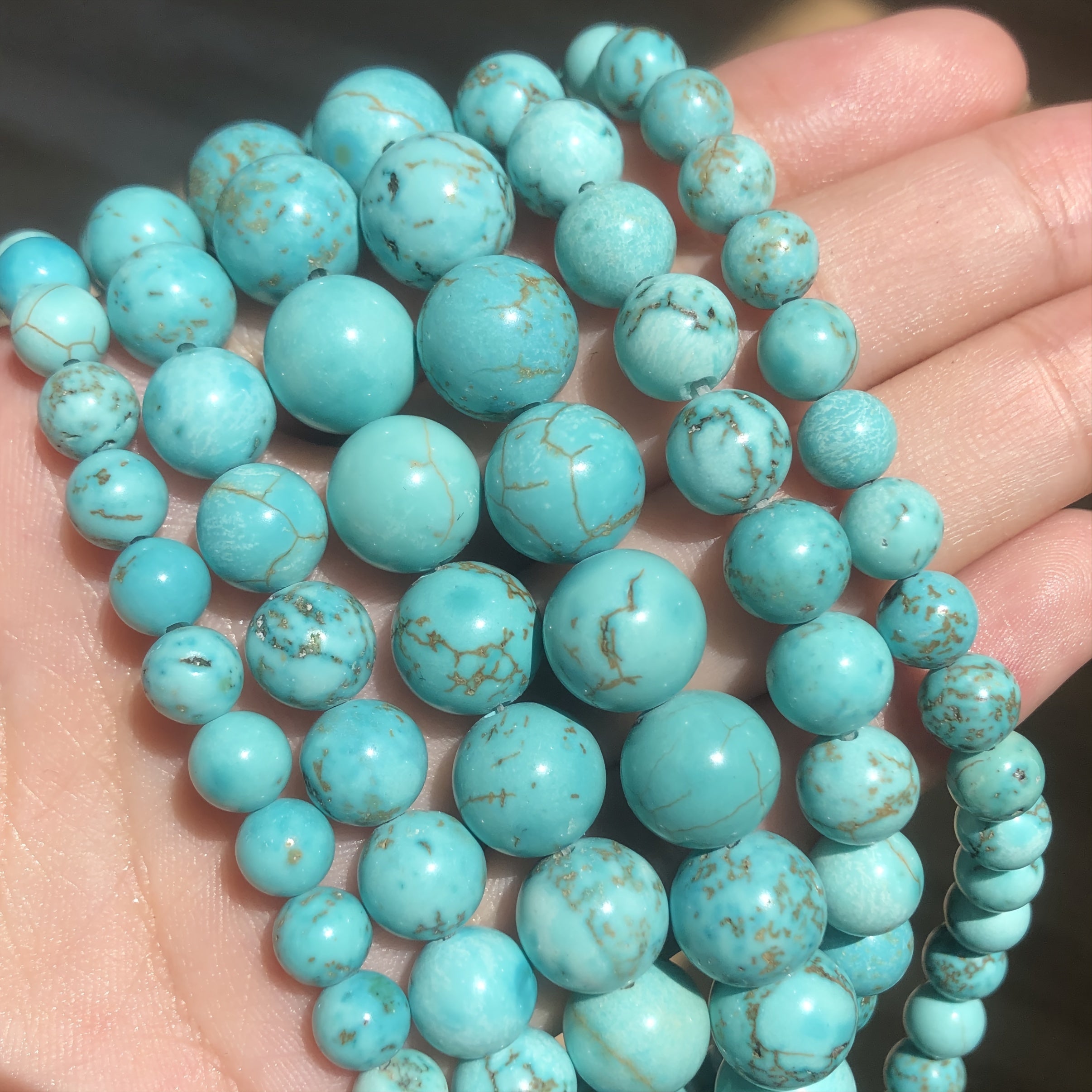 Natural Turquoises Stone Round Beads DIY Jewelry Making 15'' Strands 4 6 8 10mm