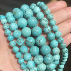 Natural Turquoises Stone Round Beads DIY Jewelry Making 15'' Strands 4 6 8 10mm