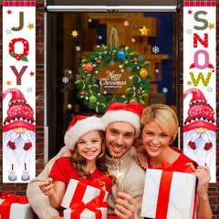 2pcs Christmas Porch Signs Merry Christmas Hanging Banners Holiday Home Decor