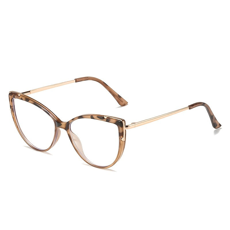 Cat Eye Oversized Round Frame Light Blocking Glasses