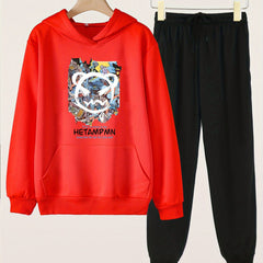 Graffiti Bear Hoodie Set for Girls Spring Fall Sports