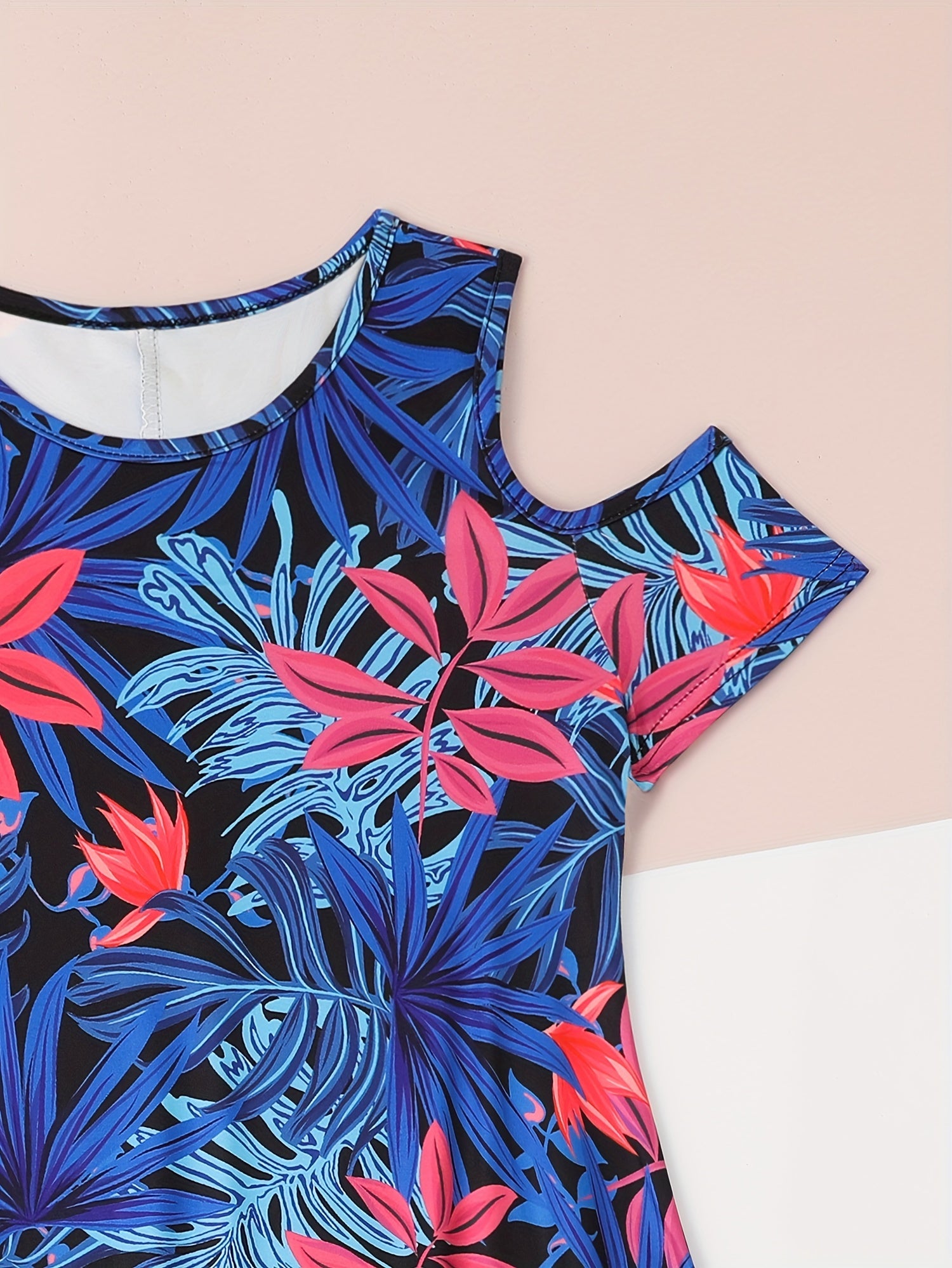 Girls Flower Cold Shoulder Dress Spring Summer Gift