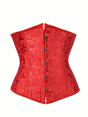 Jacquard Strapless Corset Retro Court Style Lace Up Body Shaper