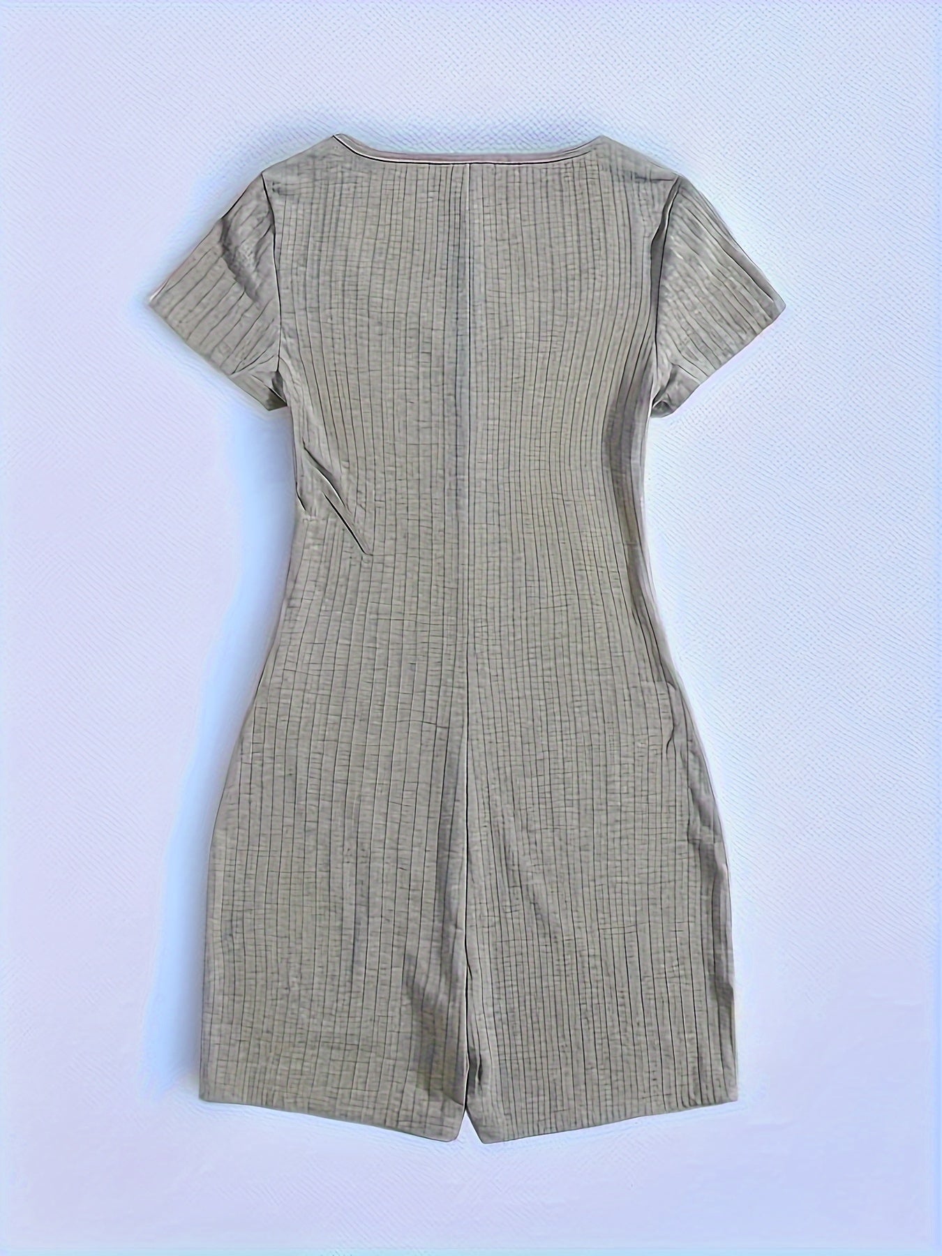 Ribbed Pajama Romper Short Sleeve V Neck Pajamas Women's Lingerie