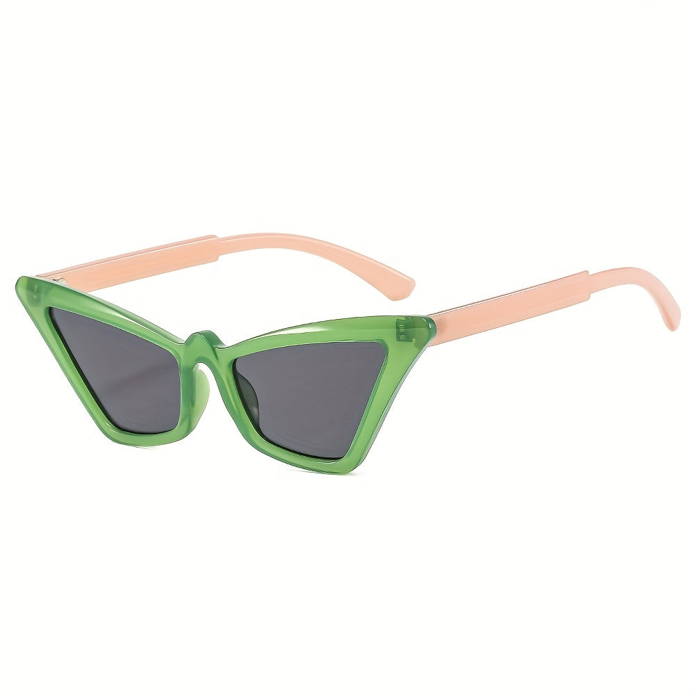 Men's Small Cat Eye Sunglasses Vintage Frame Flat Mirror PC Sunglasses