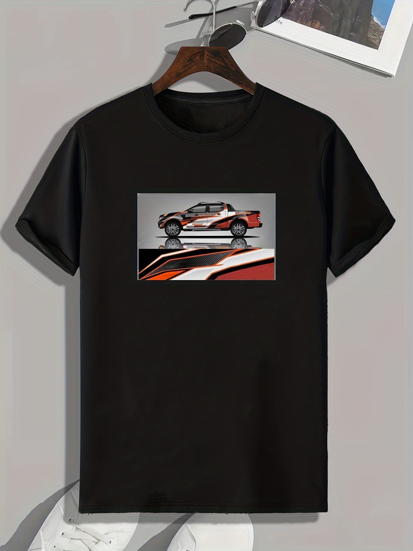 Trucks Print Men's Comfy T-Shirt Active Stretch Tee