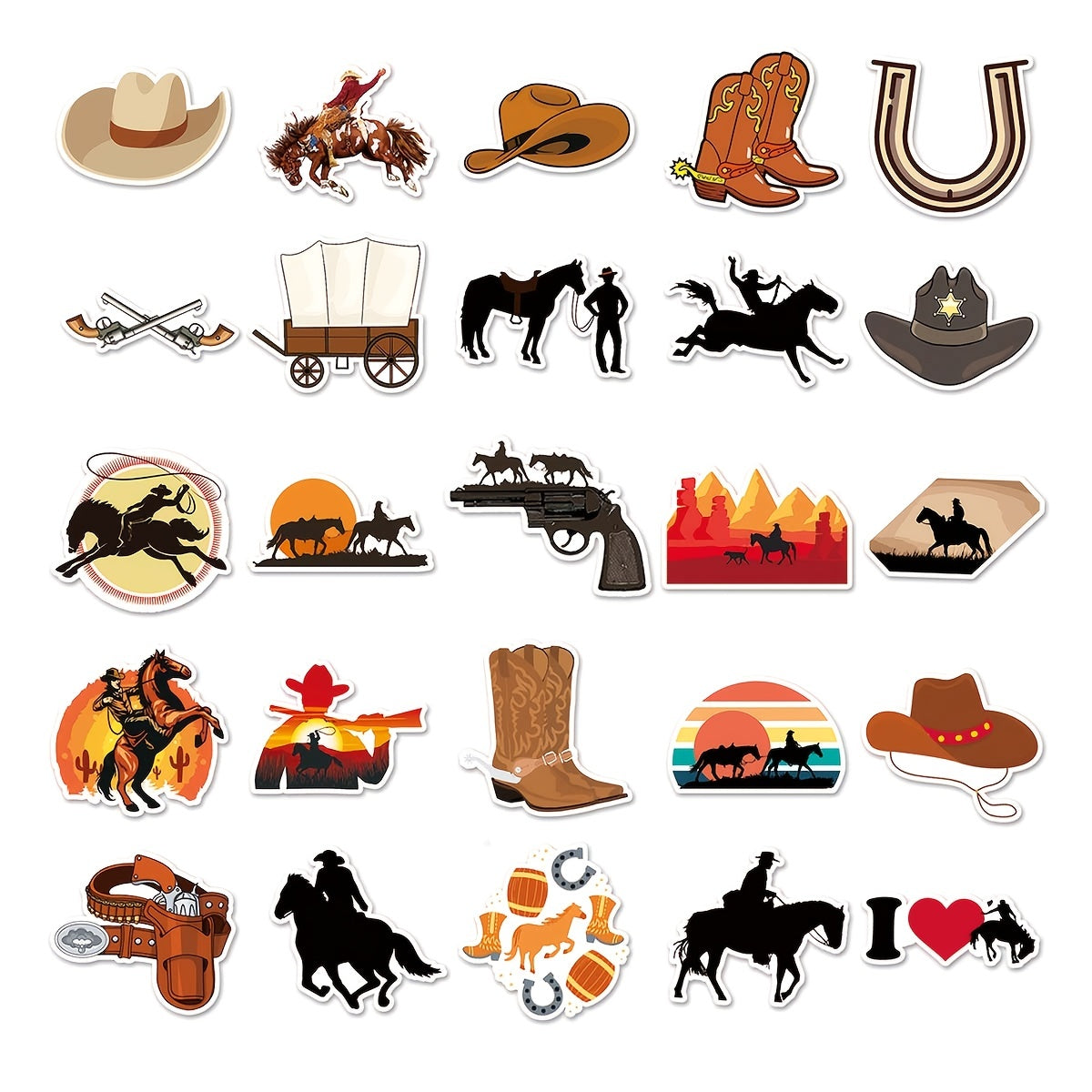 50pcs Western Cowboy Stickers for Motorcycles Laptops DIY Projects
