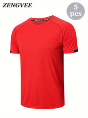 3 Pcs Men's Basic Solid Short Sleeve Comfy T shirt Breathable Tee
