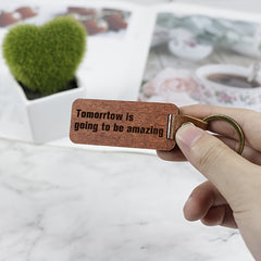 Rosewood Wooden Keychain With Inspirational Hints Retro Key Chain Keyring