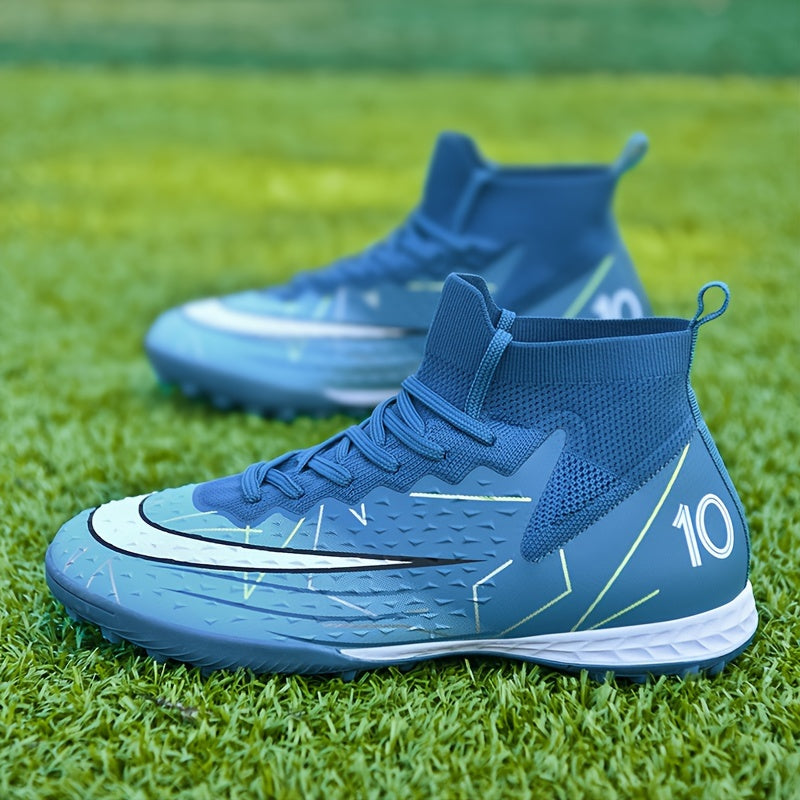 Men's High Top Turf Football Boots Anti skid Outdoor Soccer Cleats