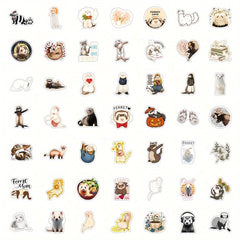 50pcs Mediterranean Ferret Blindfolded Mink Series Stickers Waterproof DIY