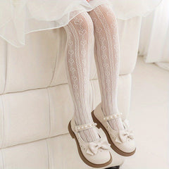 Girls Heart Pattern Hollow Pantyhose Princess Tights Leggings