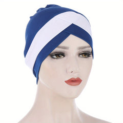 Block Cross Turban Casual Beanies Head Scarf Ramadan Head Wrap Lightweight