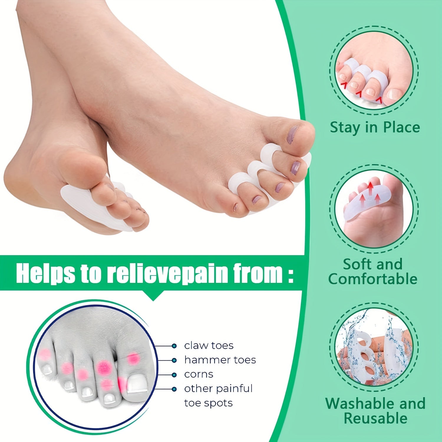 7 Pairs Hallux Valgus Toe Separators for Bunion Hammer Toes Plantar Fasciitis