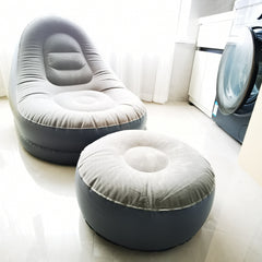 Inflatable Lounge Chair With Footstool Portable Inflatable Sofa Air Lounger