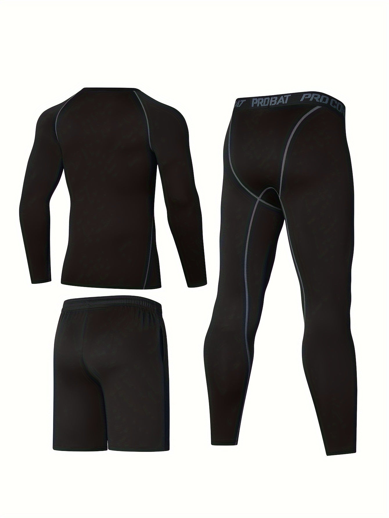 Men's Stretch Slim Fit Gym Outfit Set Long Sleeve T shirt And Shorts Legging Set