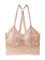 Floral Lace Wireless Push Up Bra Halter Neck Lingerie