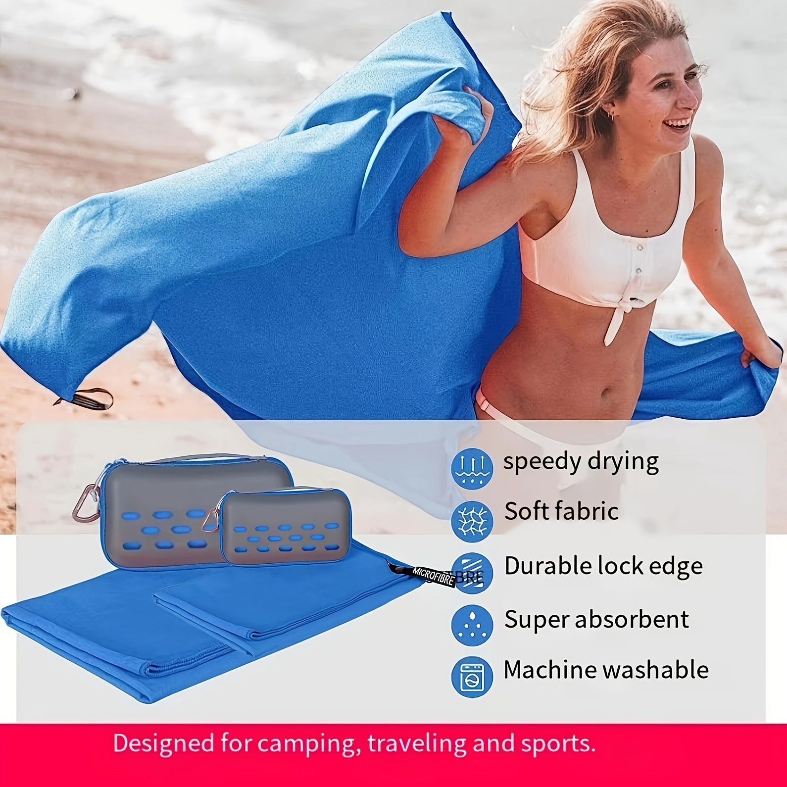 Microfiber Travel Towel Quick Drying Lightweight Towel for Sports Beach Swimming
