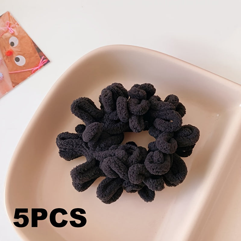5pcs Plush Hair Rings High Elastic Hair Rope