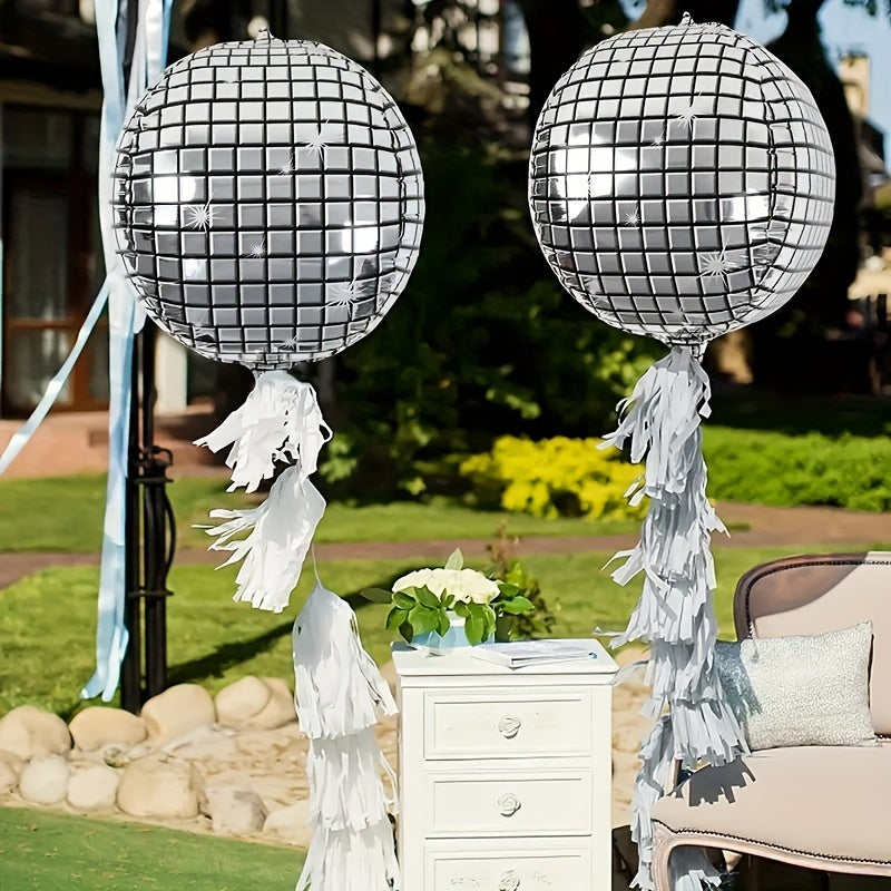 2 Pcs Laser Silvery Golden 4D Ball Aluminum Film Balloon Disco Party Balloon