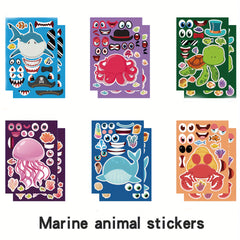 12pcs Sea Animal Puzzles & Stickers for Kids Learning & Play