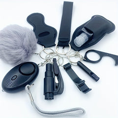 10pc Women's Safety Keychain Set: Alarm, Breaker, Whistle, Opener