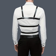 Men's PU Leather Suspenders Gothic Chest Belt Party Club Costume