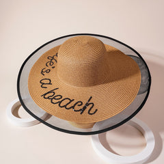 Oversized Lace Brim Sun Hat Women's Breathable Straw Hat LIFE'S A BEACH